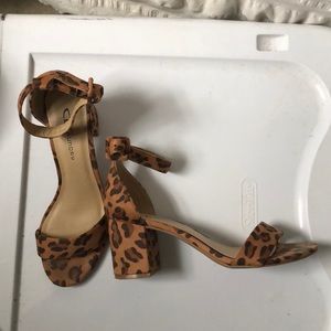 Block heel cheetah print sandals